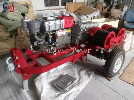 গুণ  Professional 6.3-9KW Double Drum Winch with 2000-3600RPM Speed for Simultaneous Cable Pulling and Tensioning in Power Line Work কারখানা