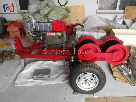 পেশাদার 6.3-9KW ডাবল ড্রাম উইঞ্চ 2000-3600RPM গতির সাথে পাওয়ার লাইন কাজের জন্য একযোগে তারের টান এবং টান