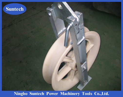 508mm 40KN একক নাইলন ওয়্যার পুলিং ব্লক কন্ডাক্টর স্ট্রিংিং ব্লক