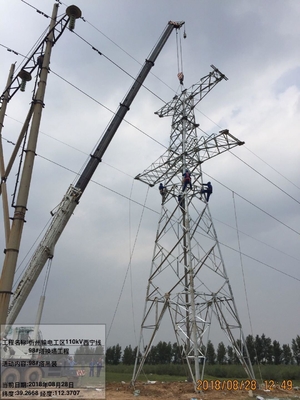 110KV 132KV গ্যালভানাইজড এঞ্জেল স্টিল ল্যাটিস ট্রান্সমিশন লাইন টাওয়ার