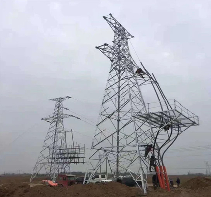 110KV 132KV অ্যাঙ্গার স্টিল ল্যাটিস পাইলন ট্রান্সমিশন টাওয়ার