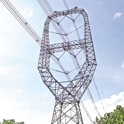 110KV 132KV গ্যালভানাইজড এঞ্জেল স্টিল ল্যাটিস ট্রান্সমিশন লাইন টাওয়ার